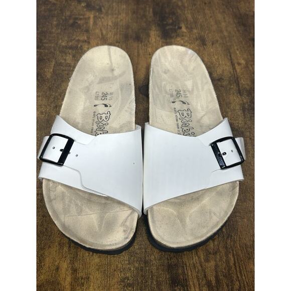 Birkis Birkenstock Catalina White Single Strap Buckle Sandals Womens Sz 38 US 7 - Picture 2 of 11